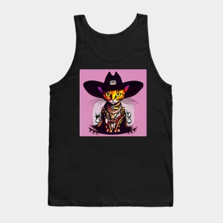 Spooky Cowboy Cat - Halloween Delight Tank Top